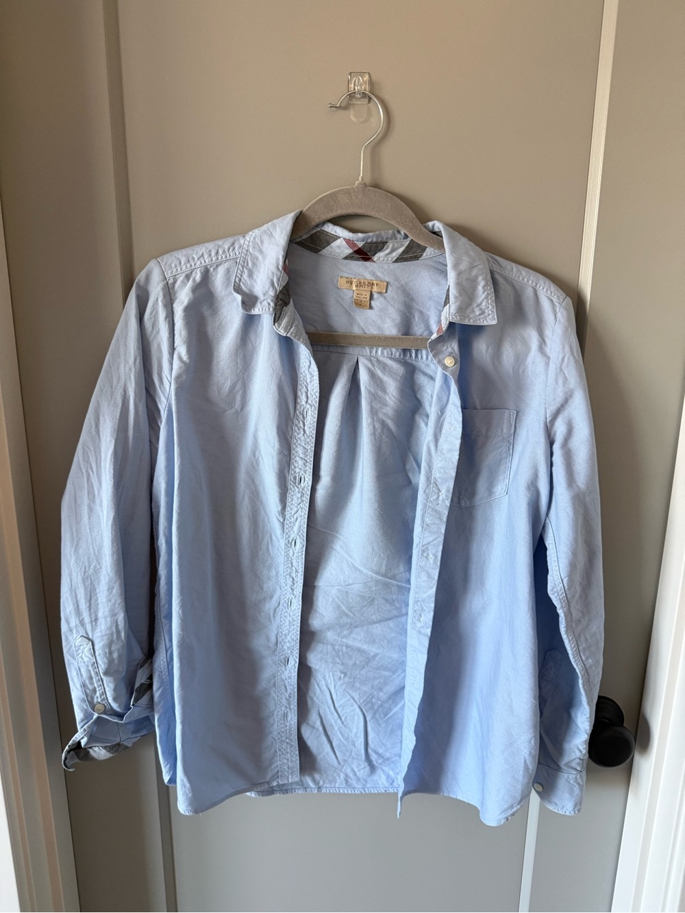 Burberry Light Blue Women’s Shirt with Chest Pocket